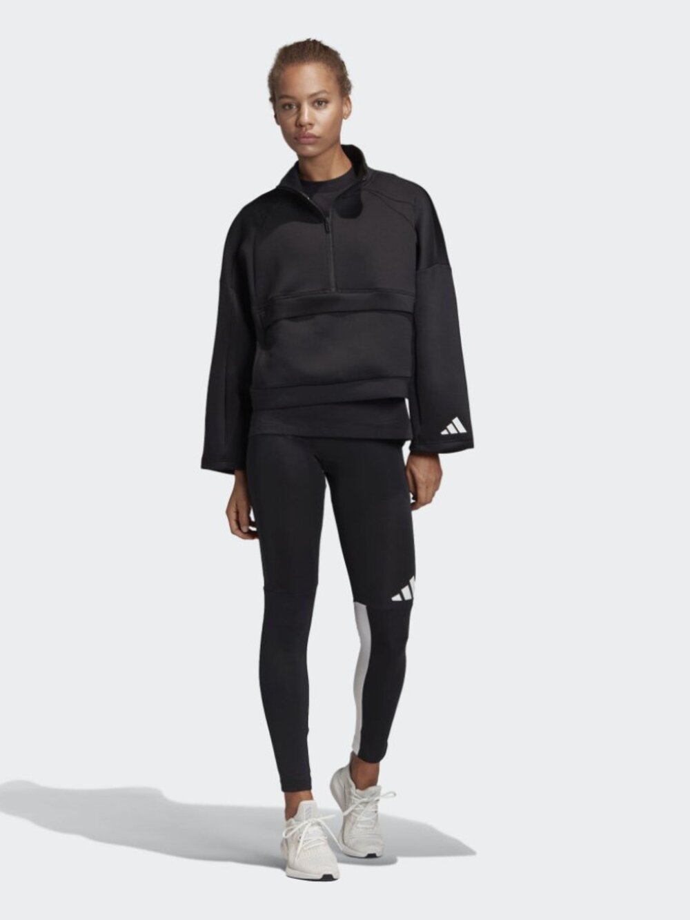 Adidas Athletics Pack Sweatshirt Black 1/4 Zip Pullover Large Logo Activew